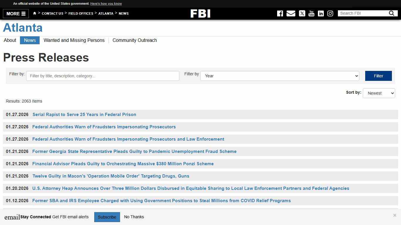 Press Releases — FBI